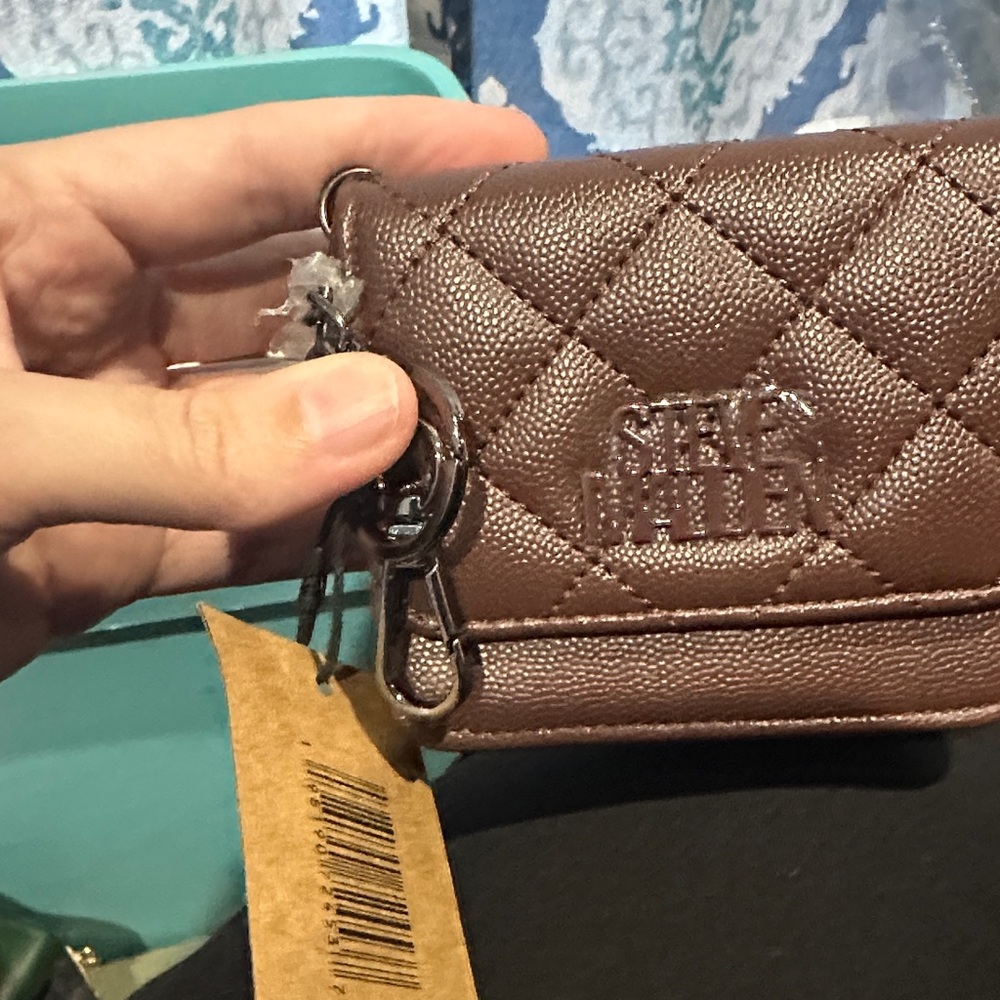 Steve Madden Quilted Brown Keychain Pouch